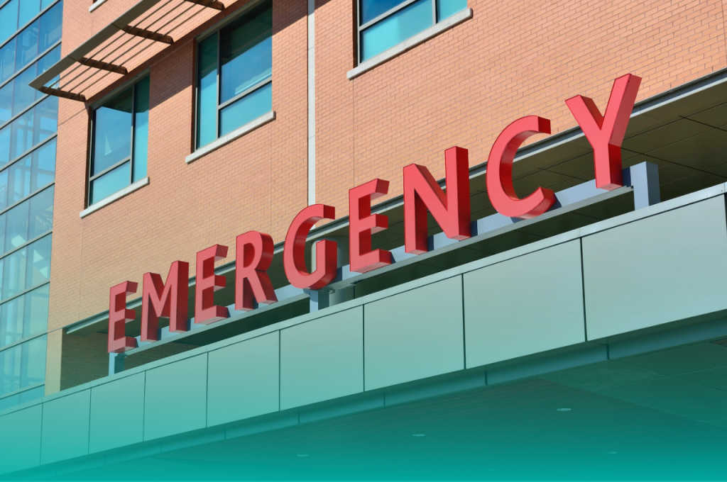 Emergency sign outside a hospital or medical centre